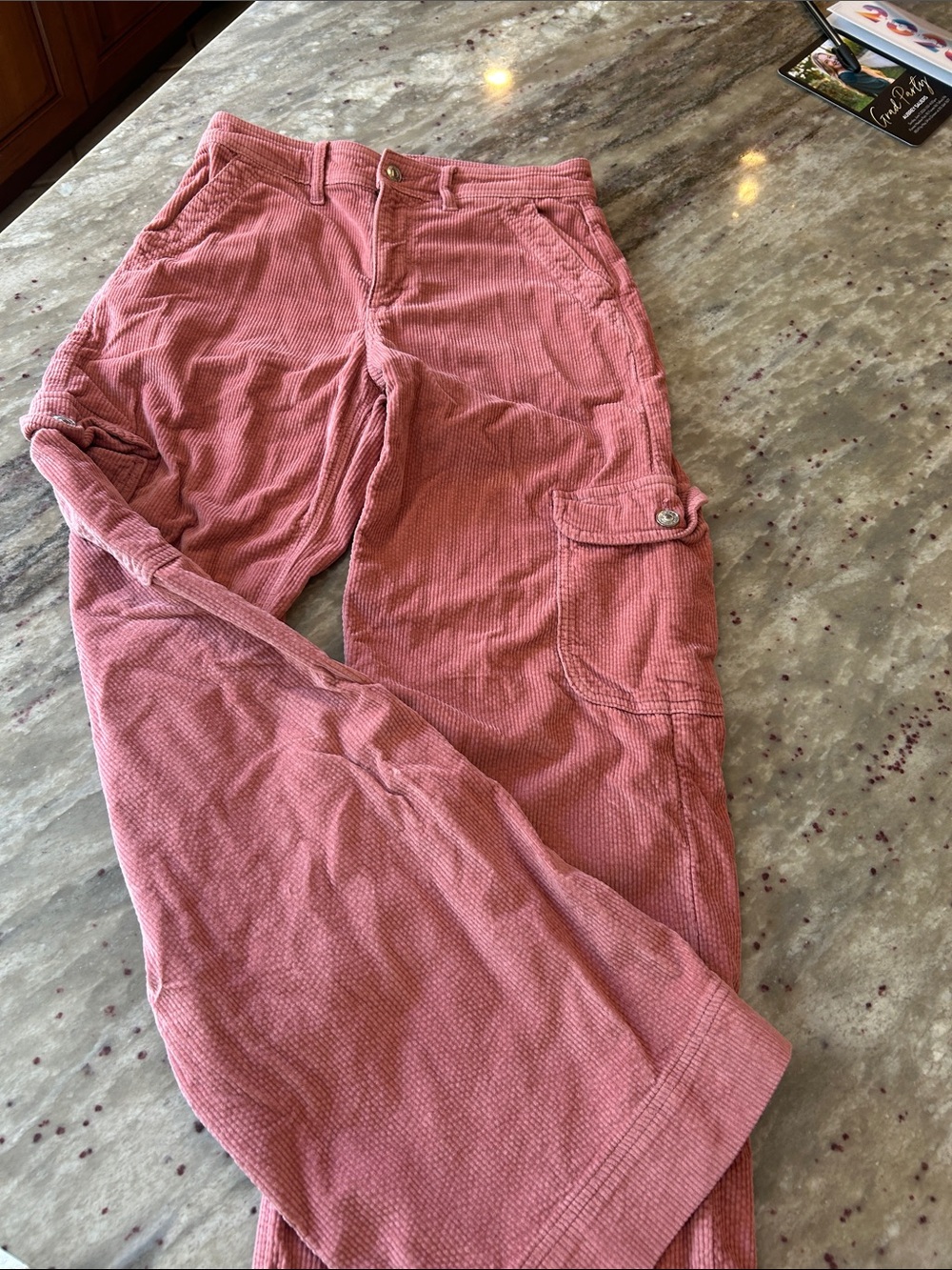 American Age Men's Rose Pink Corduroy Cargo Pants